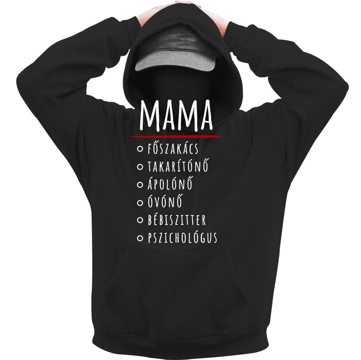 Kapucnis belebújós pulóver