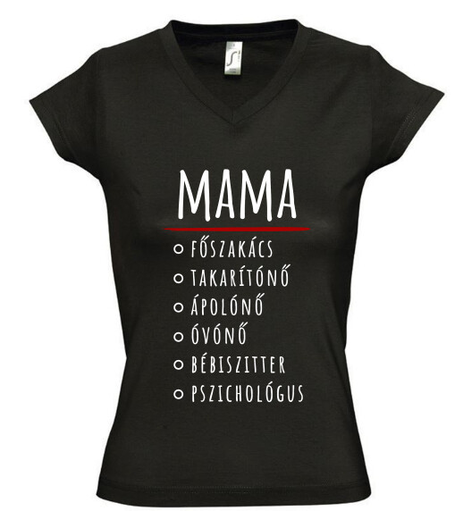 Női V nyakú póló