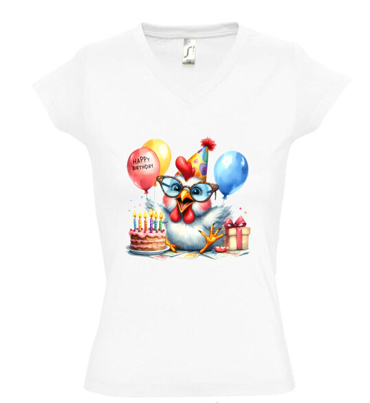 Női V nyakú póló