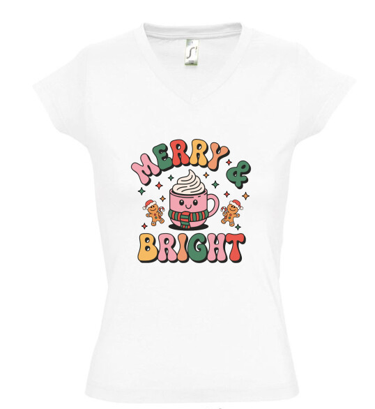 Női V nyakú póló