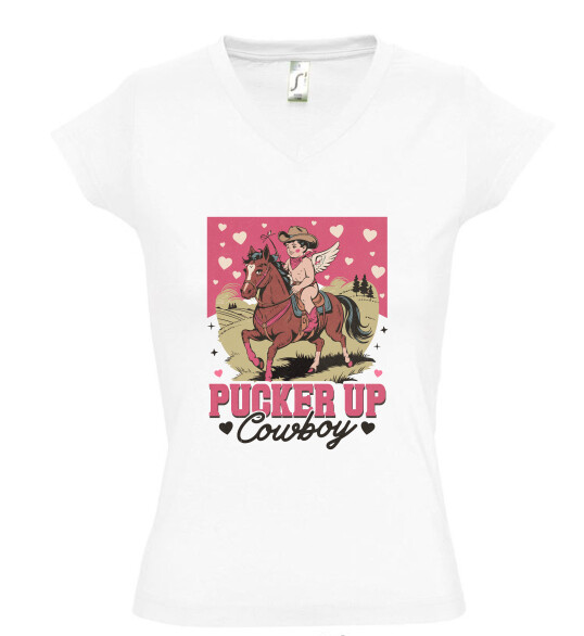 Női V nyakú póló