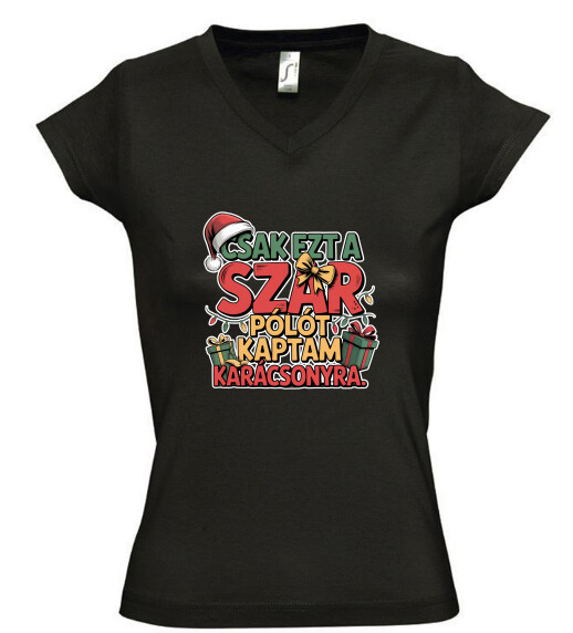 Női V nyakú póló