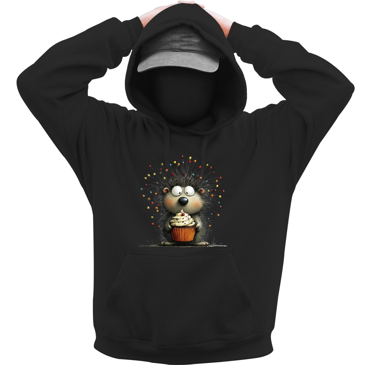 Kapucnis belebújós pulóver