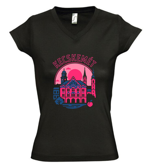 Női V nyakú póló