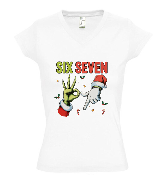 Női V nyakú póló