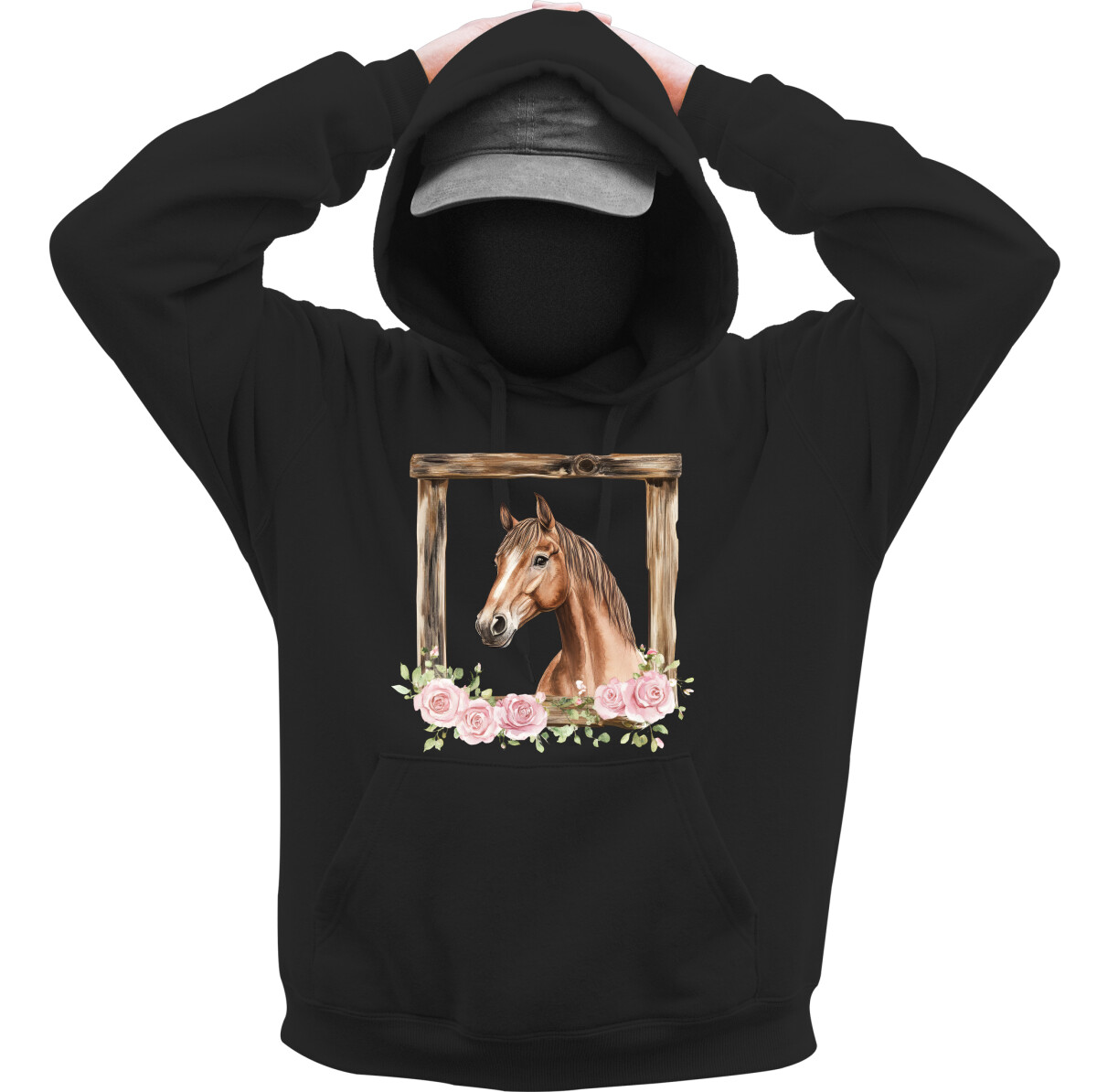 Kapucnis belebújós pulóver