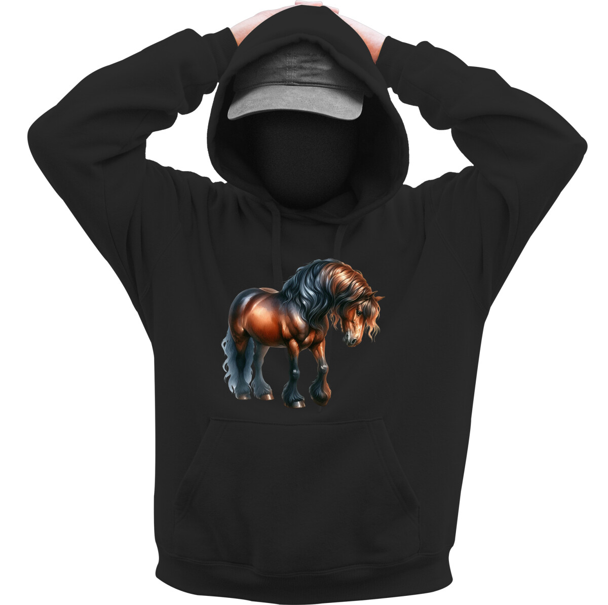 Kapucnis belebújós pulóver