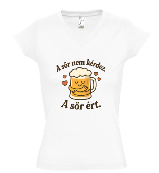 Női V nyakú póló