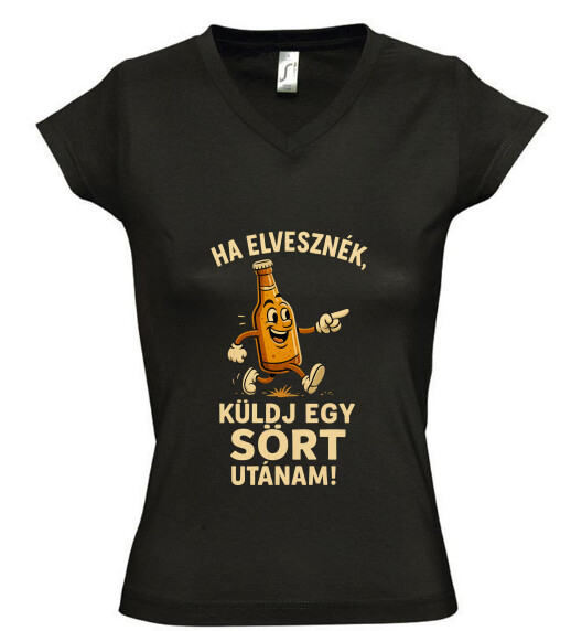 Női V nyakú póló