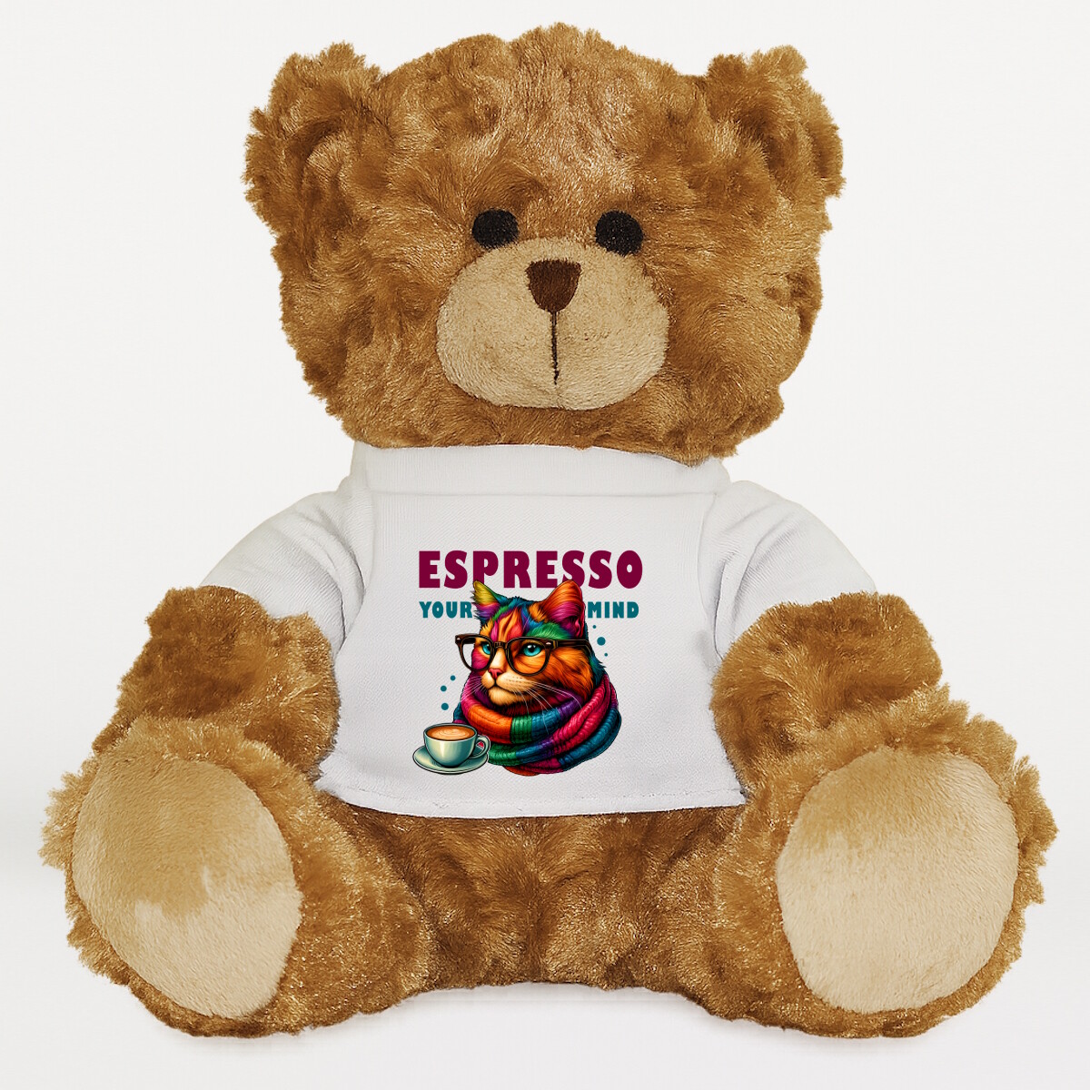 Plüssmaci egyedi pólóval