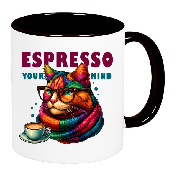 Színes fülű és belsejű bögre