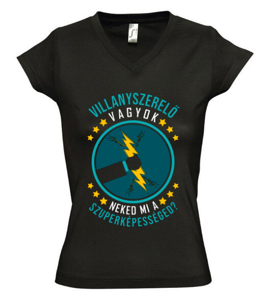 Női V nyakú póló