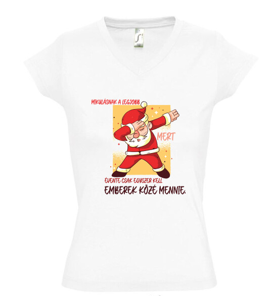 Női V nyakú póló