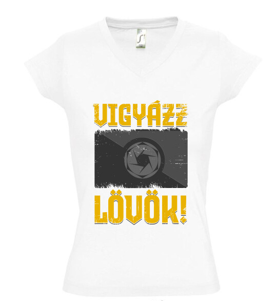 Női V nyakú póló