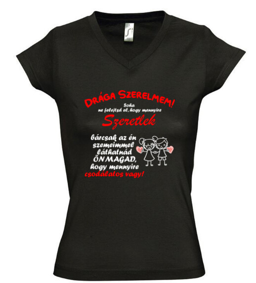 Női V nyakú póló