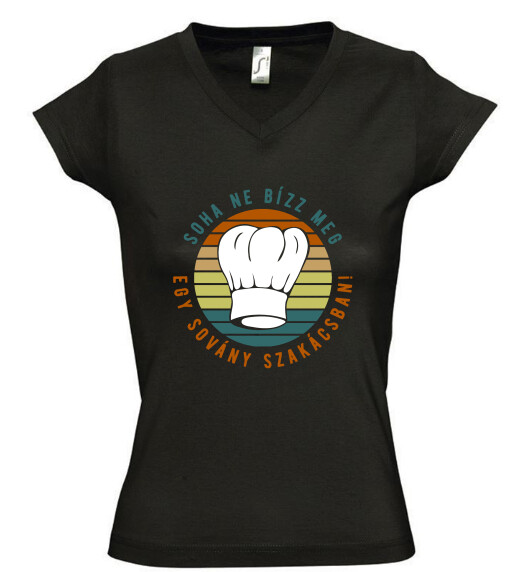 Női V nyakú póló