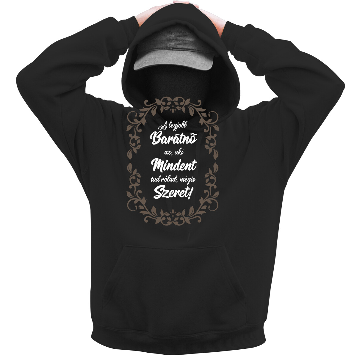 Kapucnis belebújós pulóver