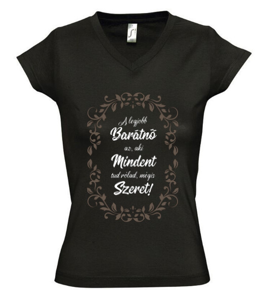 Női V nyakú póló