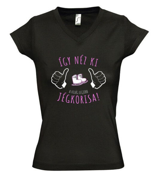 Női V nyakú póló