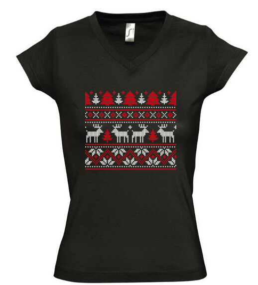 Női V nyakú póló