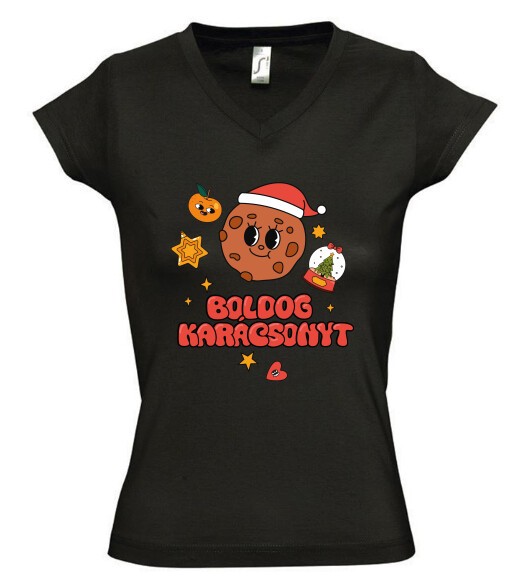 Női V nyakú póló