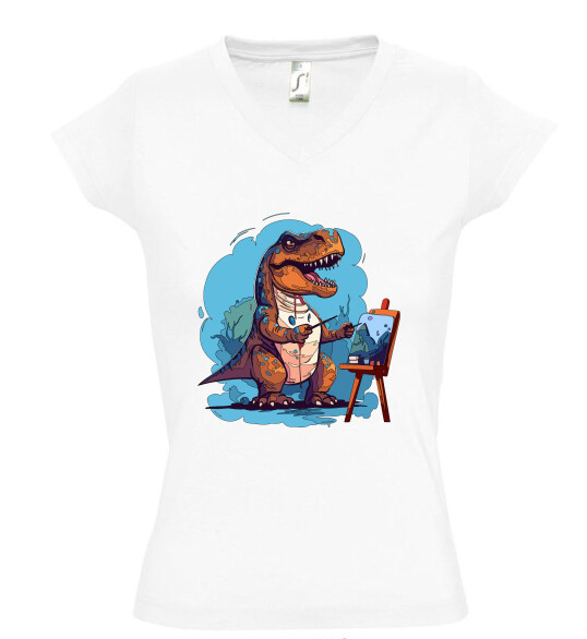 Női V nyakú póló