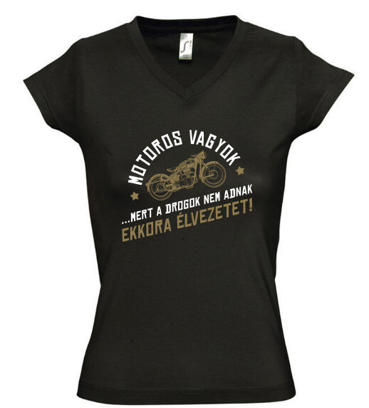 Női V nyakú póló