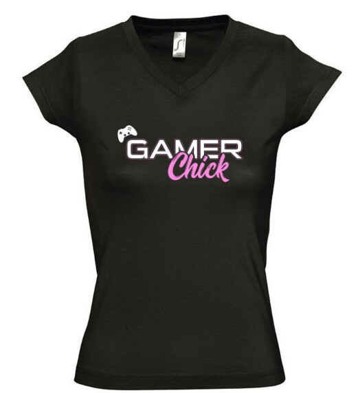 Női V nyakú póló