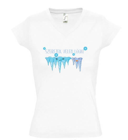 Női V nyakú póló