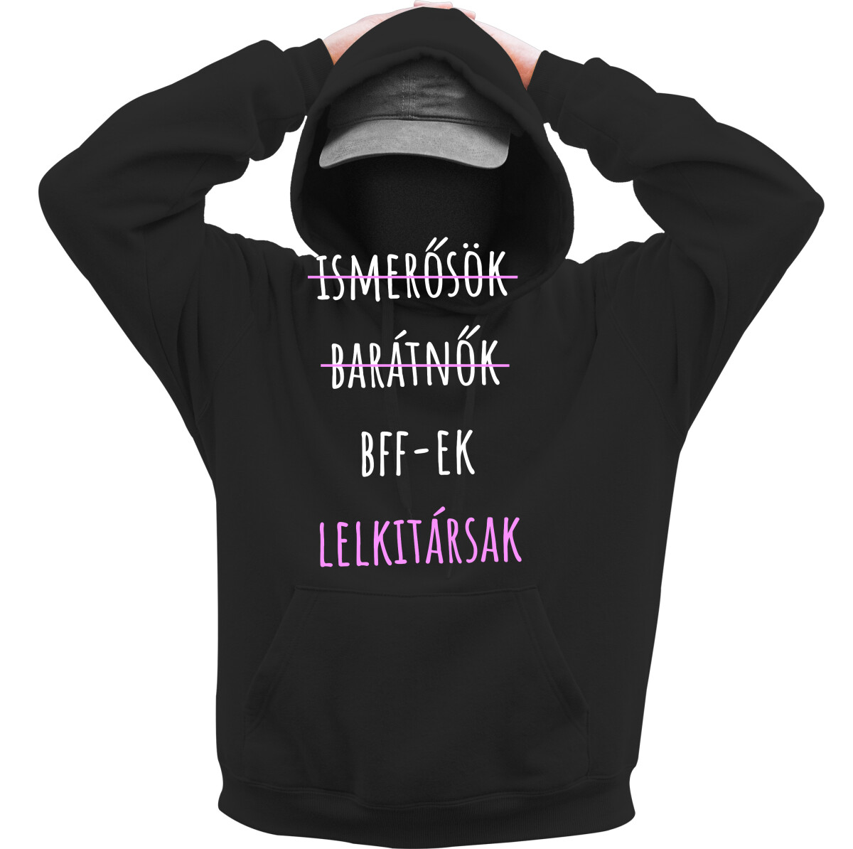 Kapucnis belebújós pulóver