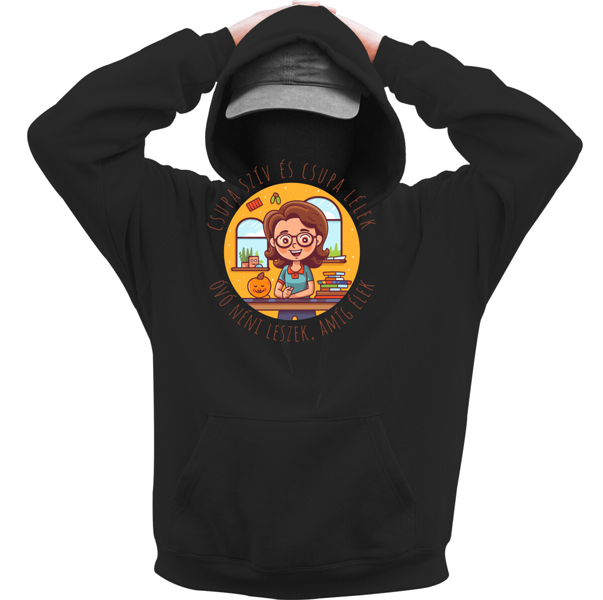 Kapucnis belebújós pulóver