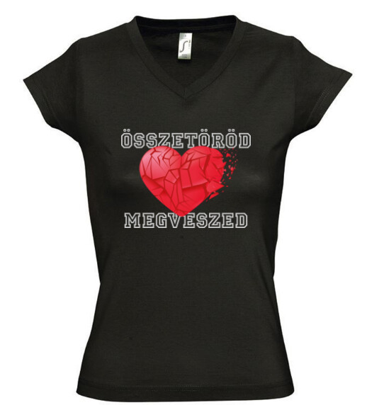 Női V nyakú póló