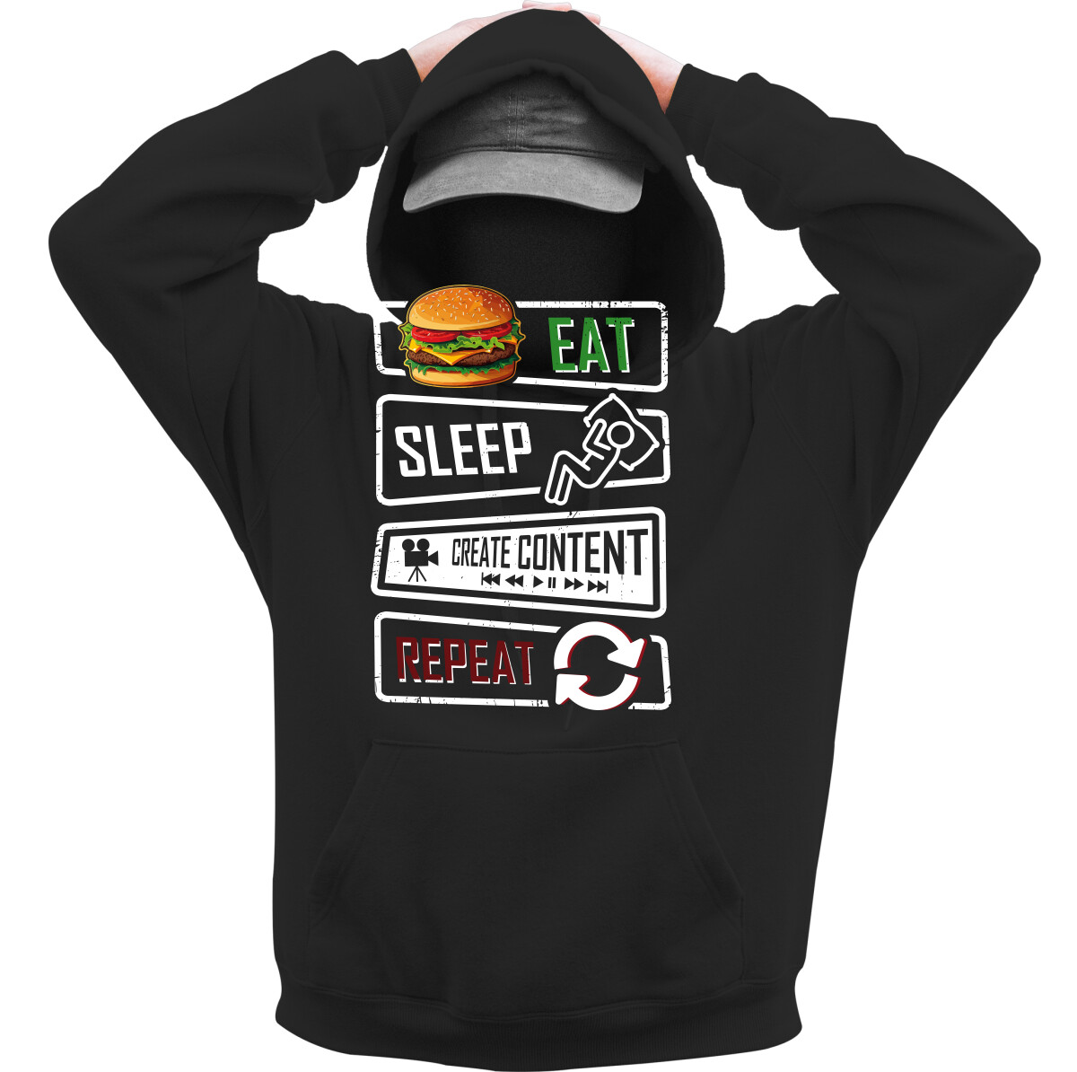 Kapucnis belebújós pulóver