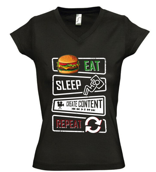 Női V nyakú póló