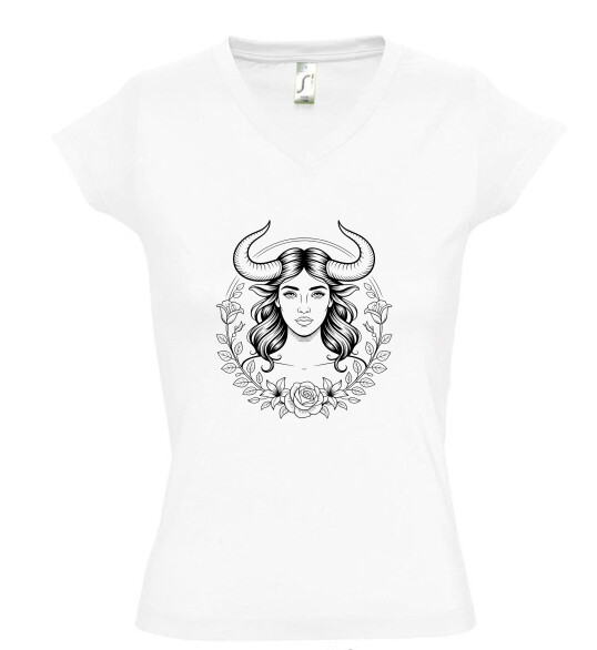 Női V nyakú póló