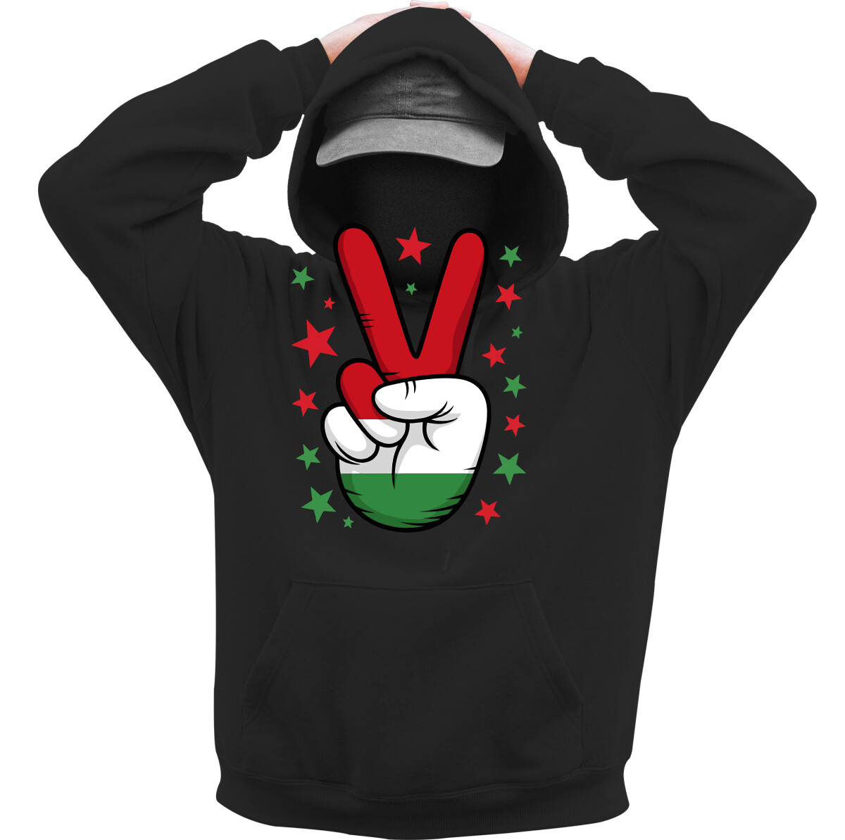 Kapucnis belebújós pulóver