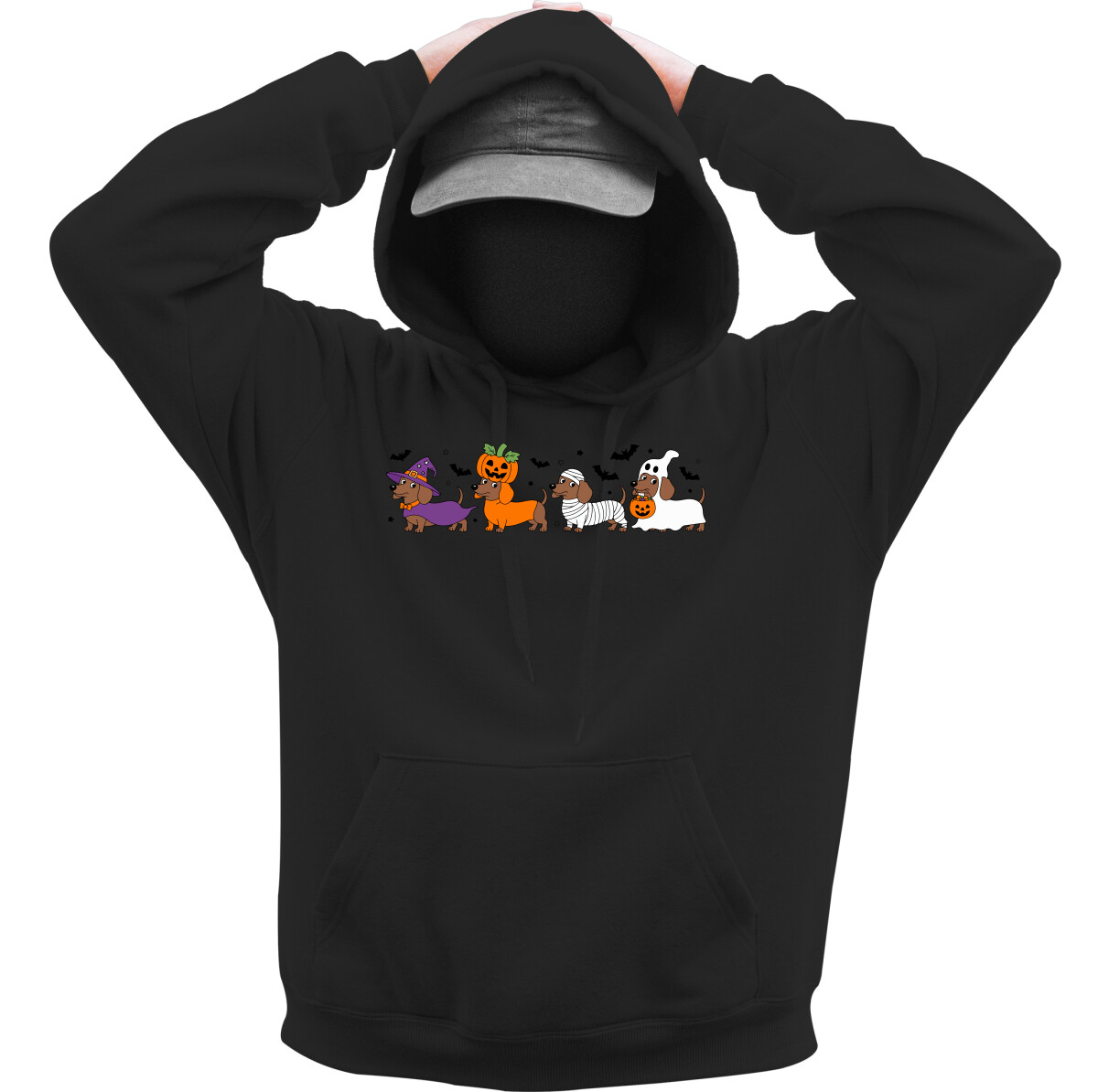 Kapucnis belebújós pulóver