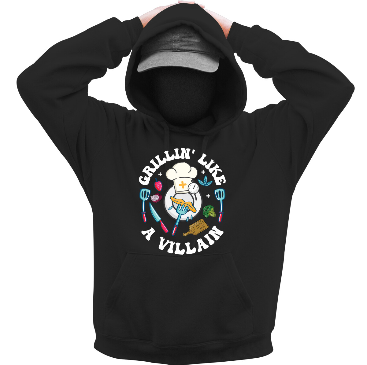 Kapucnis belebújós pulóver