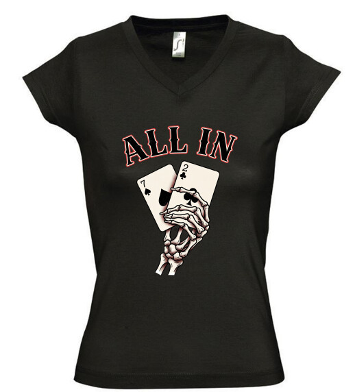 Női V nyakú póló