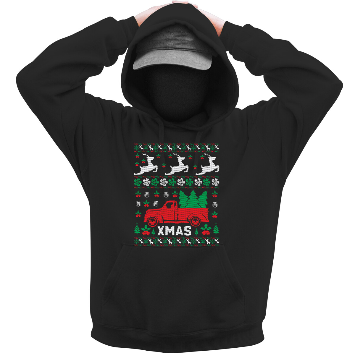 Kapucnis belebújós pulóver