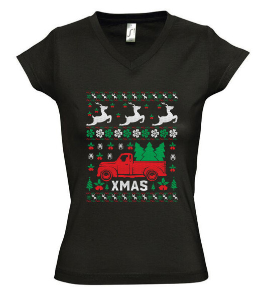 Női V nyakú póló