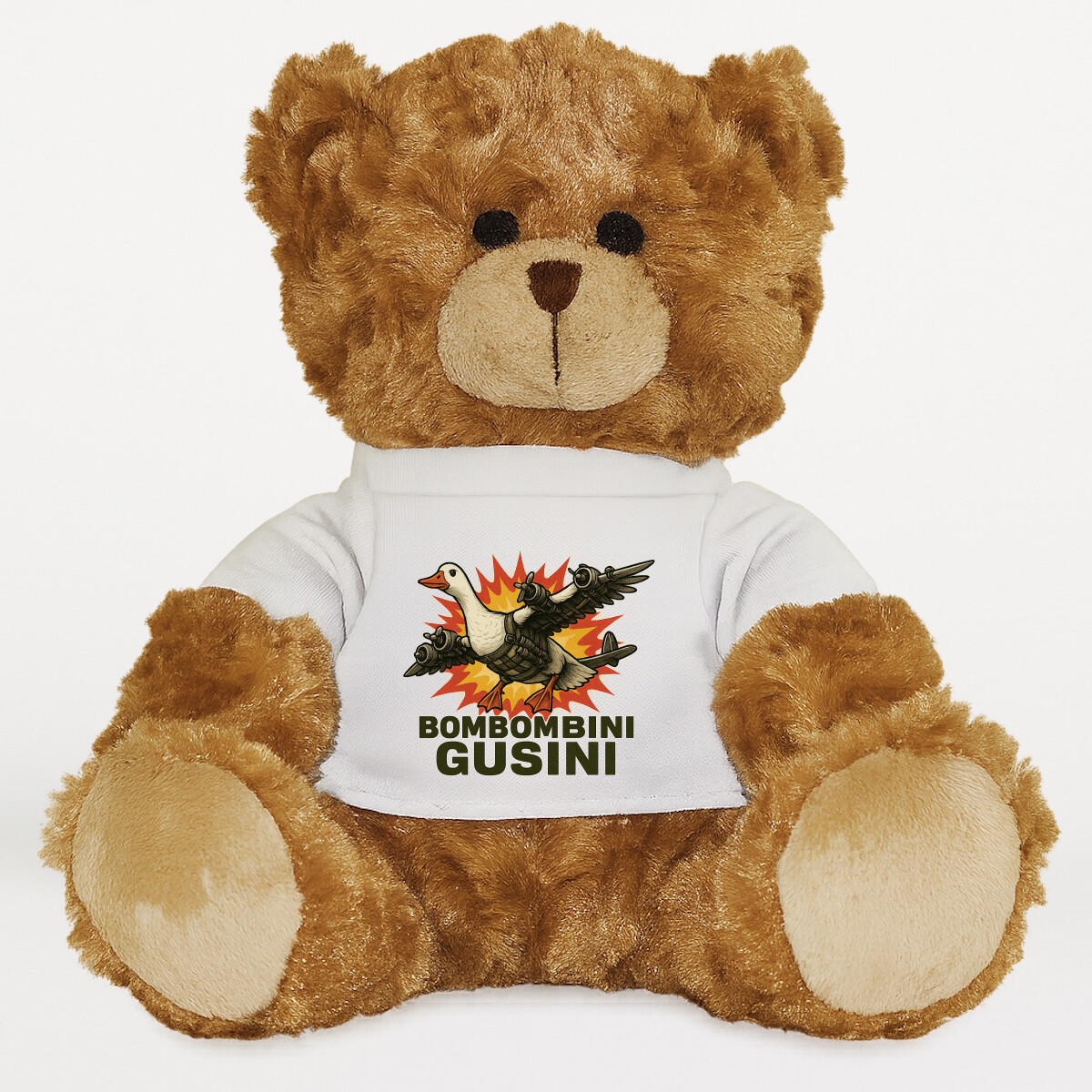 Plüssmaci egyedi pólóval