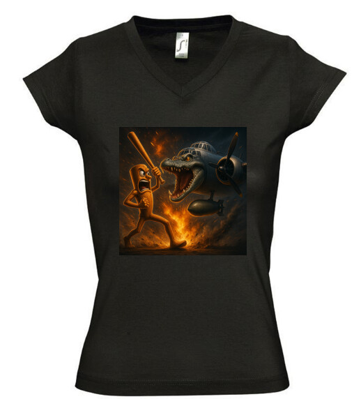 Női V nyakú póló