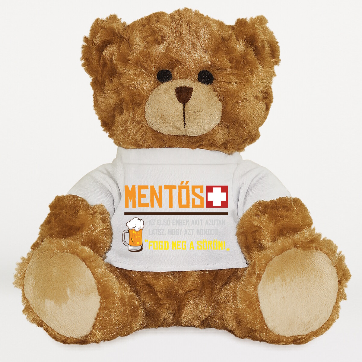 Plüssmaci egyedi pólóval