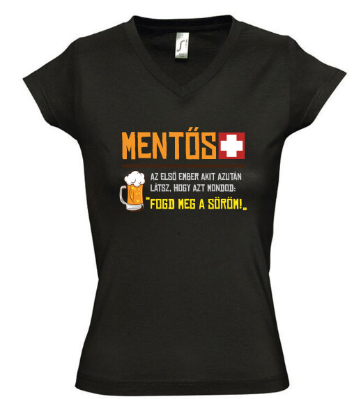 Női V nyakú póló