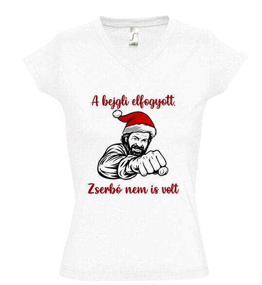 Női V nyakú póló