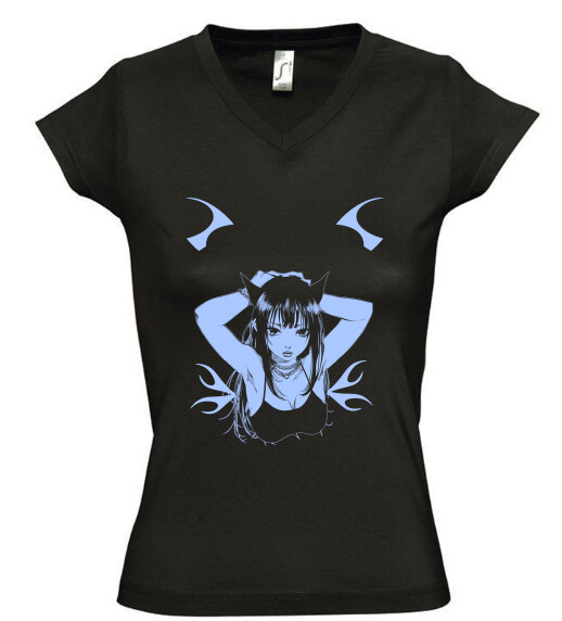 Női V nyakú póló