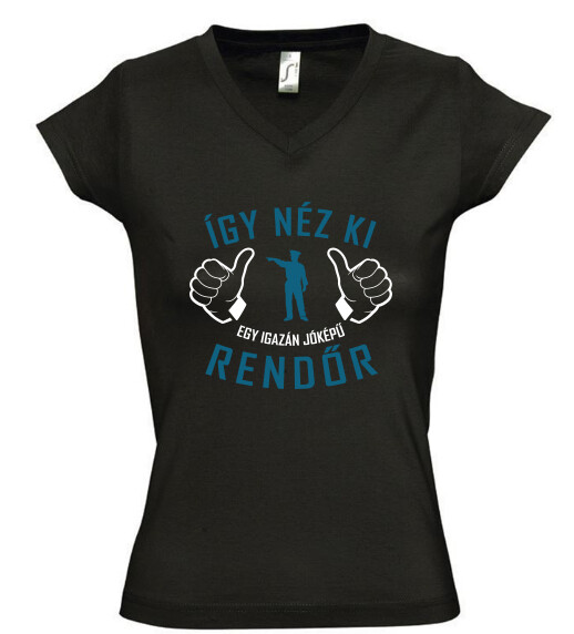 Női V nyakú póló
