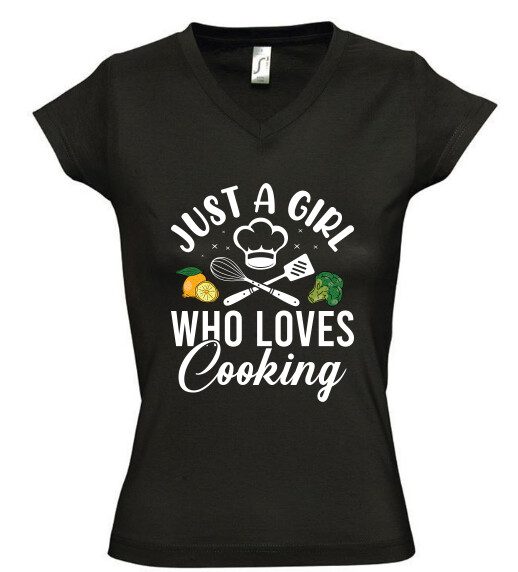 Női V nyakú póló