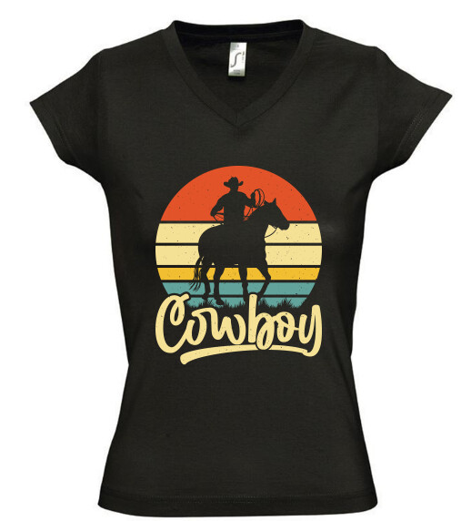 Női V nyakú póló